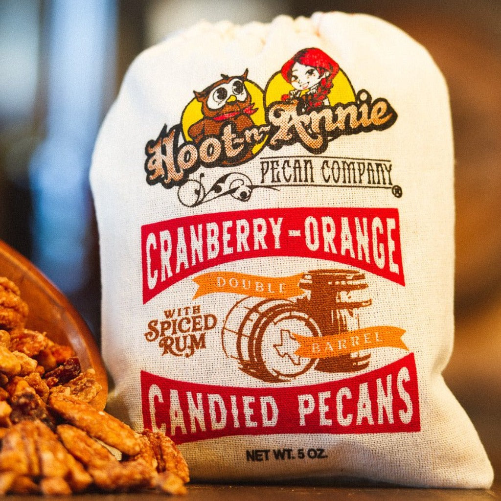 Cranberry-Orange & Spiced Rum Candied Pecans | Annie's Double-Barrel Punch - Hoot-n-Annie Pecan Company