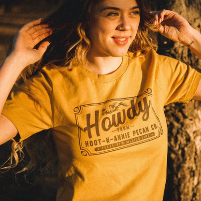 Howdy Mural Short Sleeve Tee | Marigold - Hoot-n-Annie Pecan Company