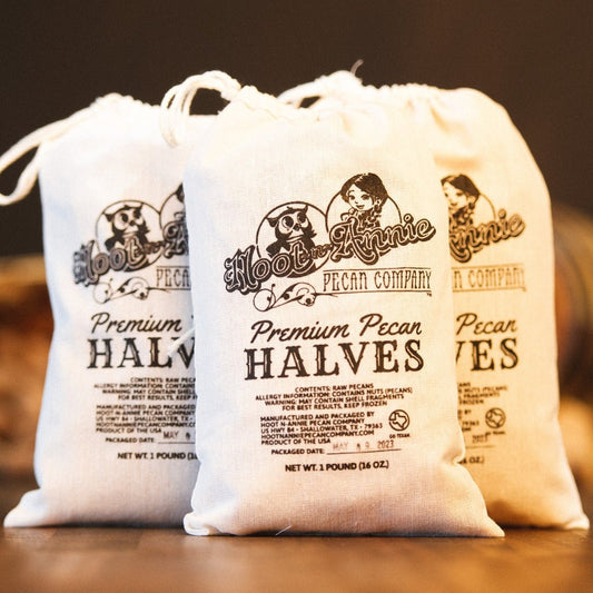 Pecan Halves | Raw Natural Texas Pecans | 1 lb. - Hoot-n-Annie Pecan Company